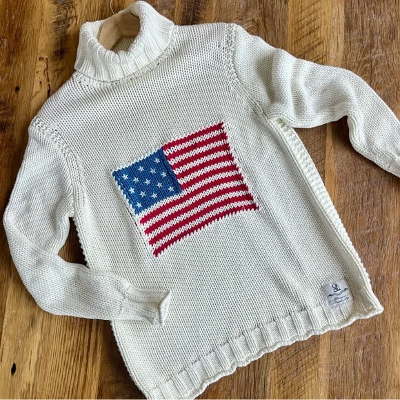 Denimist American Flag Sweater Cotton Chunky Knit Coastal Grandmother S - Picture 2 of 13